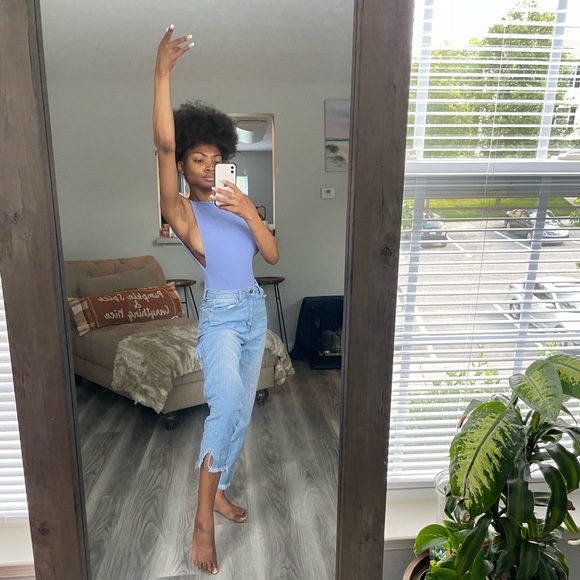 Baby Blue Super Distressed Boyfriend Jeans - Picture 5 of 11